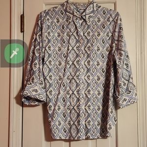 CHICO'S NO IRON 3/4 SLEEVE CHIC STRETCH BLOUSE EXCELLENT CONDITION